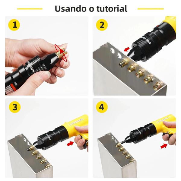 Imagem de Pistola Pneumática De Porca De Rebite Para M3 M4 M5 M6 M8 M10 M12 Ferramenta De Rebitagem Com Rosca