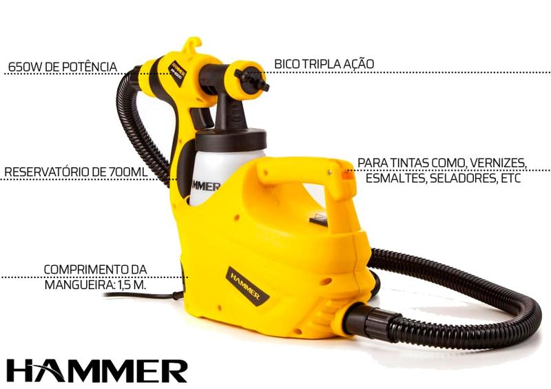 Imagem de Pistola Pulverizadora Compressor Ar Direto Hammer 650w 127v