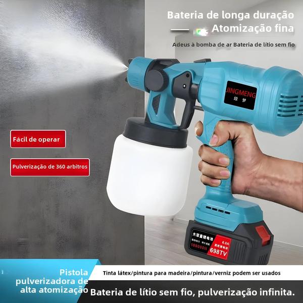 Imagem de Pistola Pulverizadora Elétrica Sem Fio 800ml - Para Móveis, Automóveis e Aço