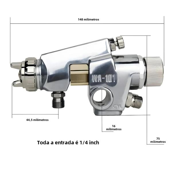 Imagem de Pistola Pulverizadora Industrial de Alta Atomização - Ferramenta Pneumática Profissional para Pintura