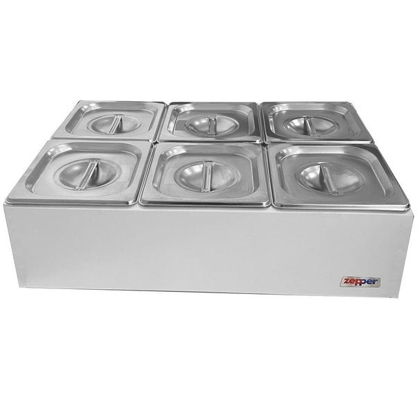 Pizzarola e Condimentadora de 6 cubas 1/6 zpcn1/6 - Zepper Imagem de Pizzarola e Condimentadora de 6 cubas 1/6 zpcn1/6