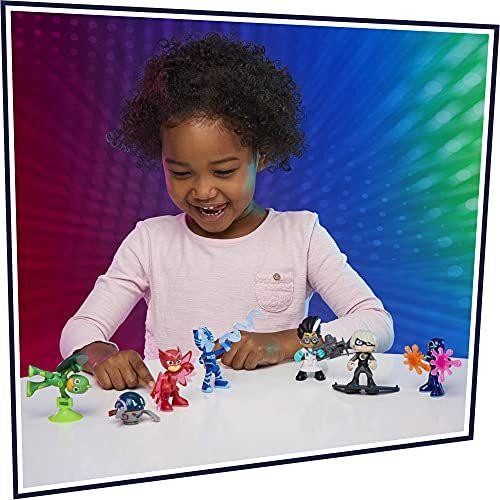 Imagem de PJ Mascara Herói e Figura do Vilão Conjunto Brinquedo Pré-Escolar, 7 Action Figures com 10 Acessórios, Idades 3 e Up