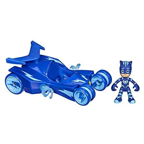 Imagem de PJ Mascaras Catboy Deluxe Veículo Pré-Escolar Brinquedo, Brinquedo de Gato-Carro com Listras giratórias Super Gato e Figura de Ação Catboy para Crianças 3 anos ou mais