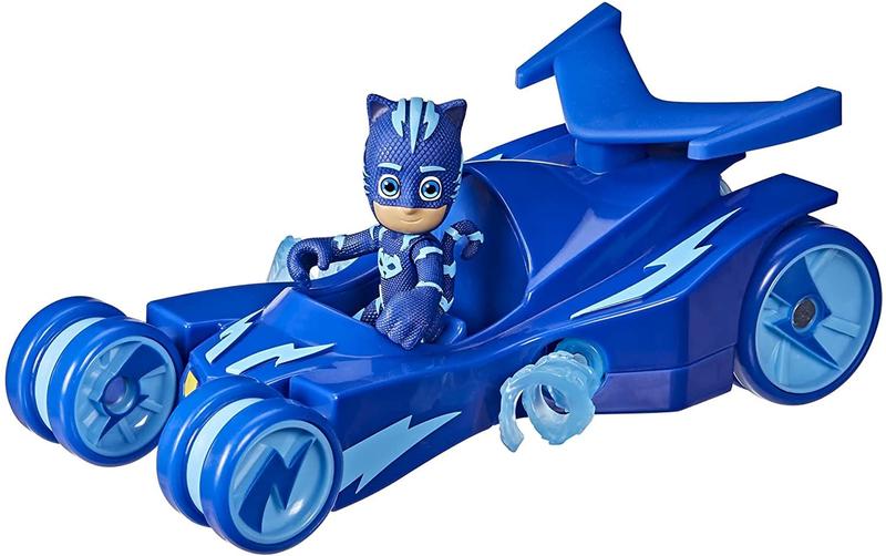 Imagem de PJ Mascaras Catboy Deluxe Veículo Pré-Escolar Brinquedo, Brinquedo de Gato-Carro com Listras giratórias Super Gato e Figura de Ação Catboy para Crianças 3 anos ou mais