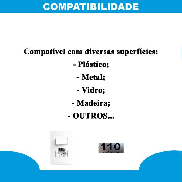 Imagem de Placa 110v Etiquetas Auto-adesivas Alumínio - 4 Cartelas C/16