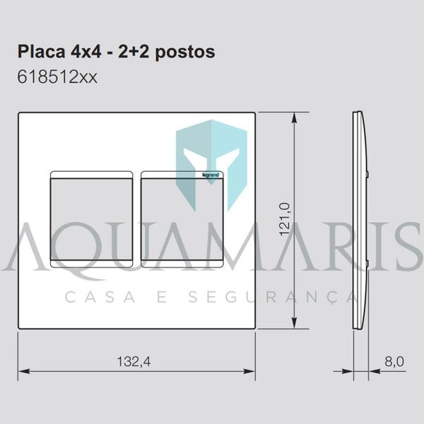 Imagem de Placa 2+2 Postos Horizontal 4x4 Pial Plus+ Legrand Preto 618512PT