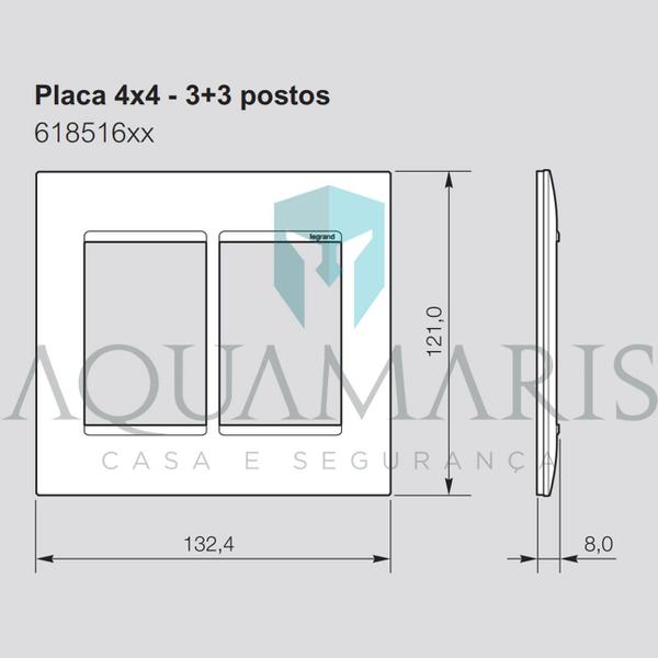 Imagem de Placa 3+3 Postos 4x4 Preta 618516PT PIAL Plus+ Legrand