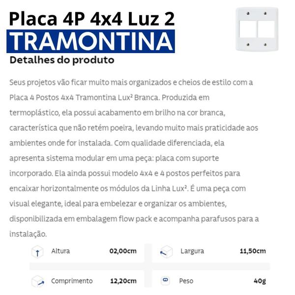 Imagem de Placa 4P 4x4 Modelo Lux2 Tramontina