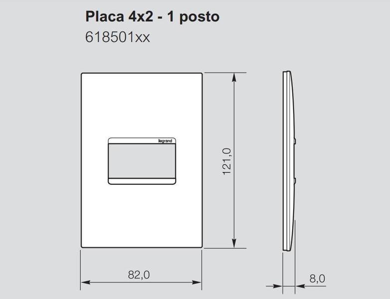 Imagem de Placa 4X2 1 Módulo Horizontal Branco 618501Bc Pial Plus+