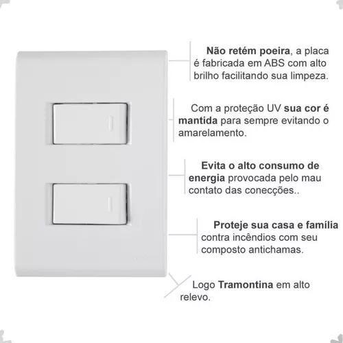 Imagem de Placa 4x2+ 2 Interruptores Simples 10A/250V Branco Tramontina