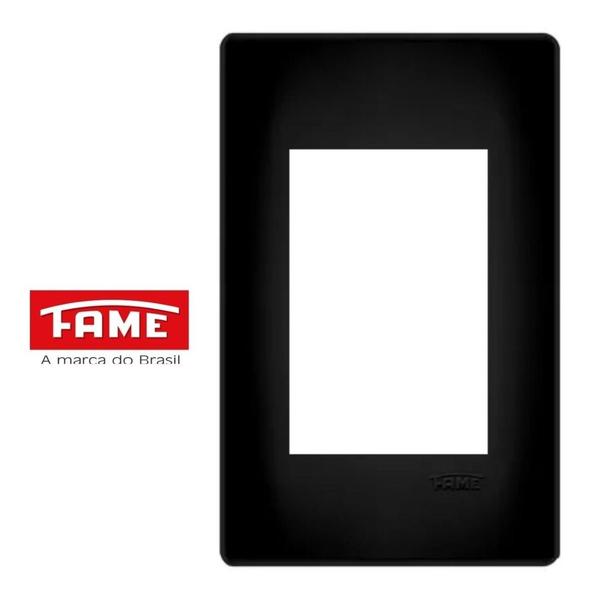 Imagem de Placa 4x2 Preta 03 Módulos Com Suporte Habitat Black - Fame