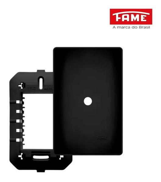 Imagem de Placa 4x2 Preta Com Suporte Saída de Fio Habitat Black - Fame