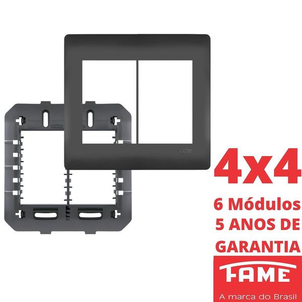 Imagem de Placa 4X4 06 Módulos Com Suporte Habitat Black FAME