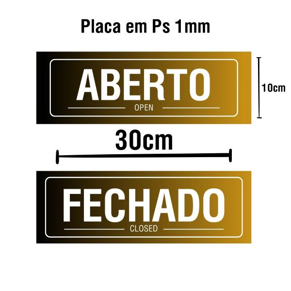 Imagem de Placa Aberto Fechado P.s 1mm F/V Com Ventosa - 30x10cm