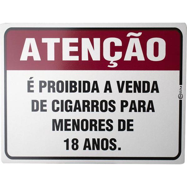 Imagem de Placa adesiva em aluminio proibida venda cigarros menores de 18 anos