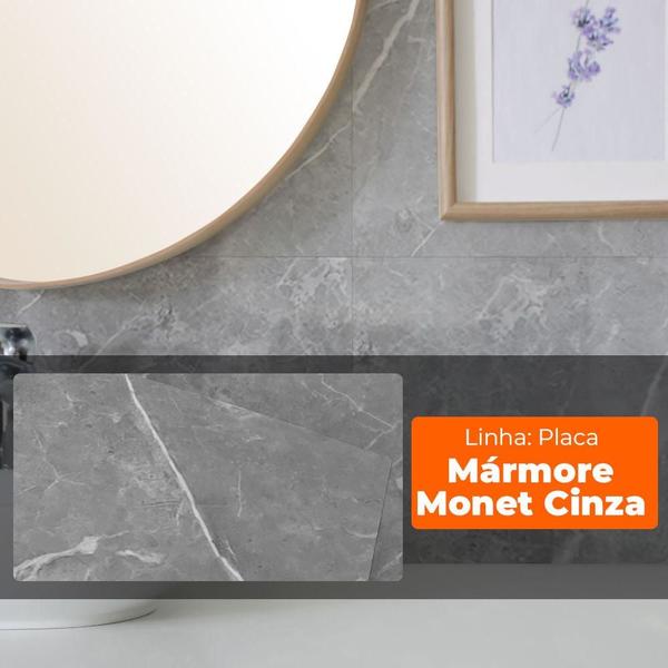 Imagem de Placa Adesiva Flexível para Parede Mármore Monet Cinza 30x60cm