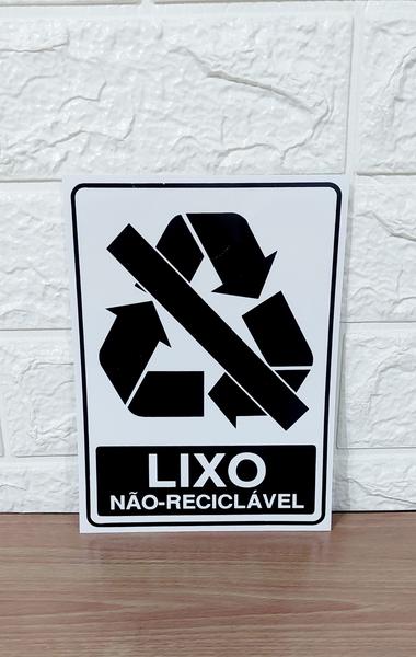 Imagem de Placa adesiva Sinalização lixo não reciclavel 15x20 adesivo