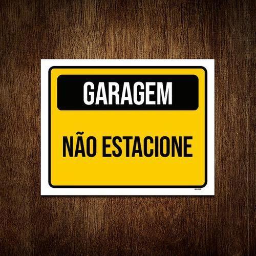 Imagem de Placa Amarela Preta Garagem Não Estacione 36X46