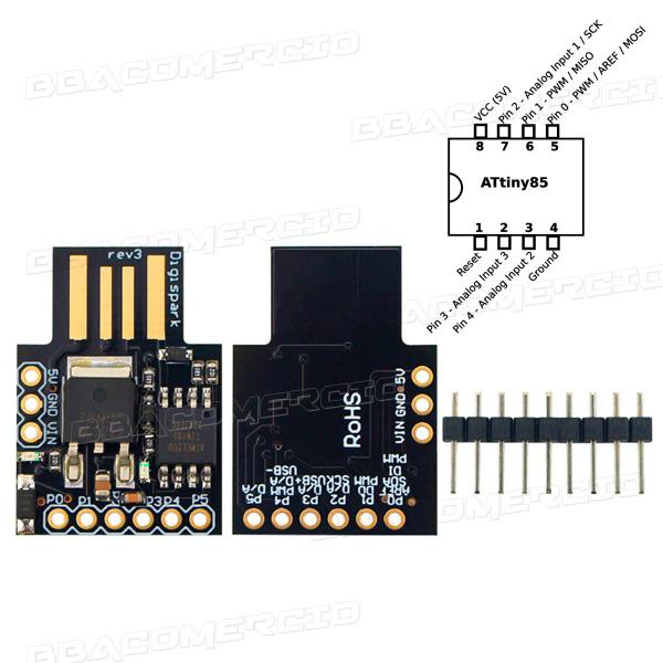 Imagem de Placa Arduino Digispark I2c Spi Pwm Adc Attiny85 Usb-A Dev