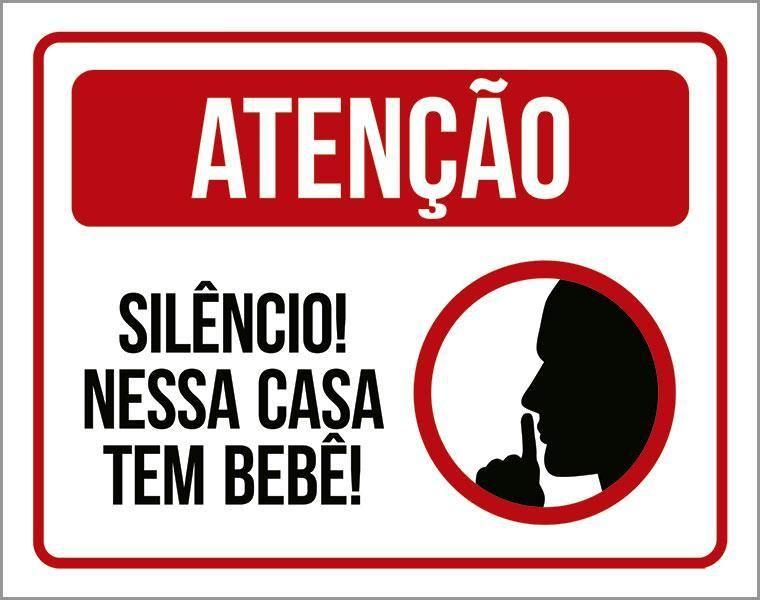 Imagem de Placa Atenção Silêncio Nessa Casa Tem Bebê 18X23