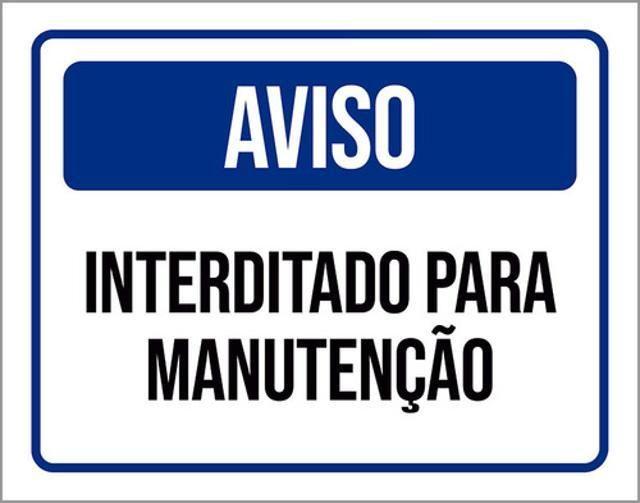 Imagem de Placa Aviso Interditado Para Manutenção 27X35