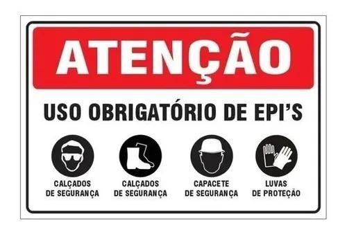 Imagem de Placa Aviso Segurança Empresa Equipamento Uso De Epi