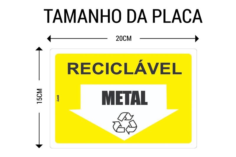 Imagem de Placa Aviso Sinalização Lixo Reciclável Metal PS Latinha Outros Matais