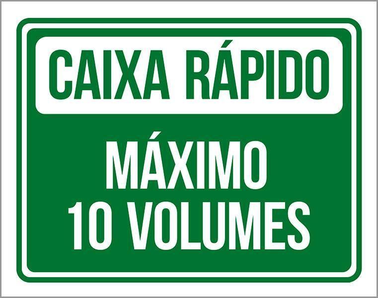 Imagem de Placa Caixa Rápido 10 Volumes - Placa De Sinalização 27X35