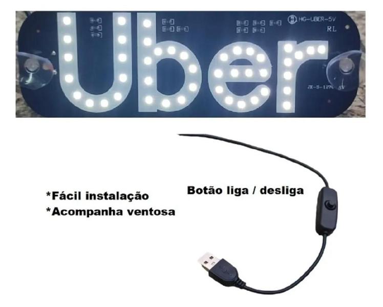 Imagem de Placa Carro Led Letreiro Motorista De app Compativel Uber
