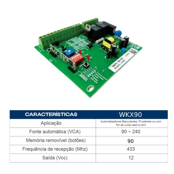 Imagem de Placa Central De Comando Motor Portão WKX90 Rossi 433mhz