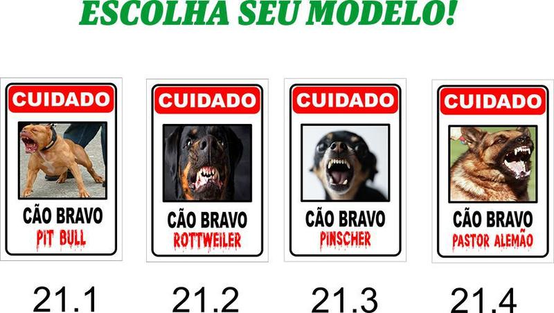 Imagem de Placa De Advertência Cuidado Cão Bravo 40x30cm