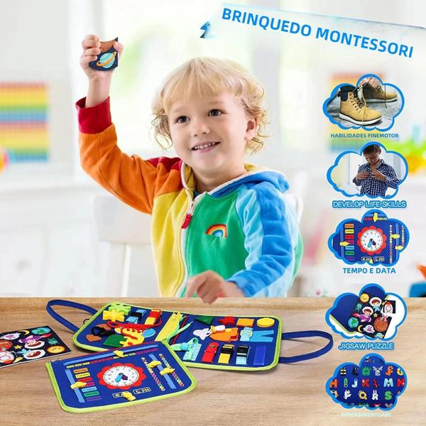 Imagem de Placa de Atividades Montessori Sensorial Educativa para Meninas e Meninos