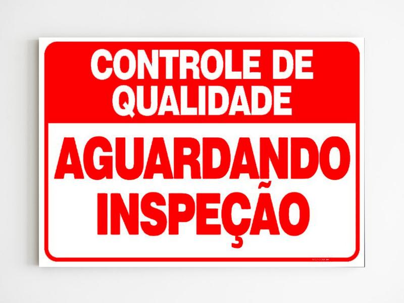 Imagem de Placa de aviso aguardando inspeção controle de qualidade a4