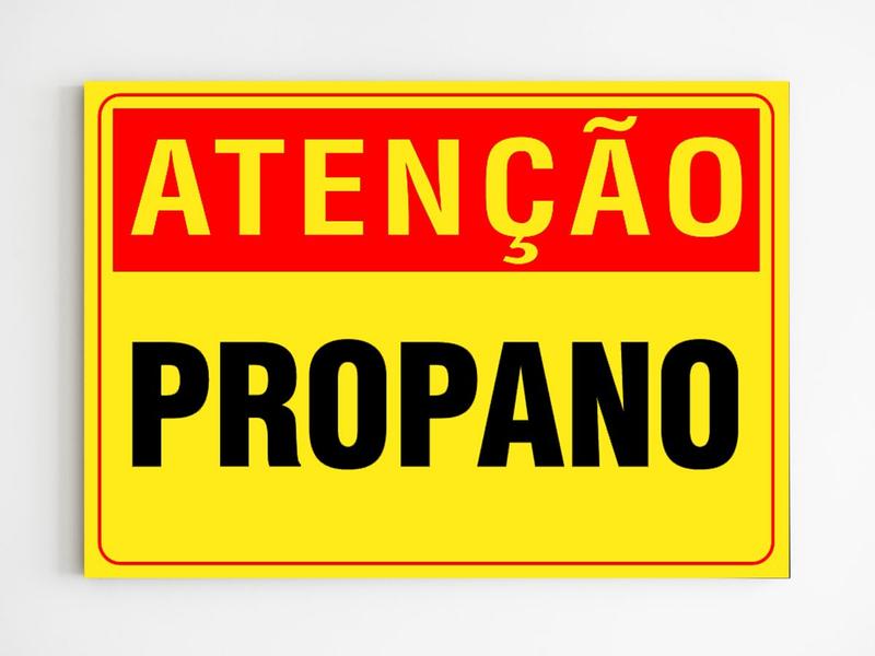 Imagem de Placa de aviso atenção propano sinalização mdf segurança a4