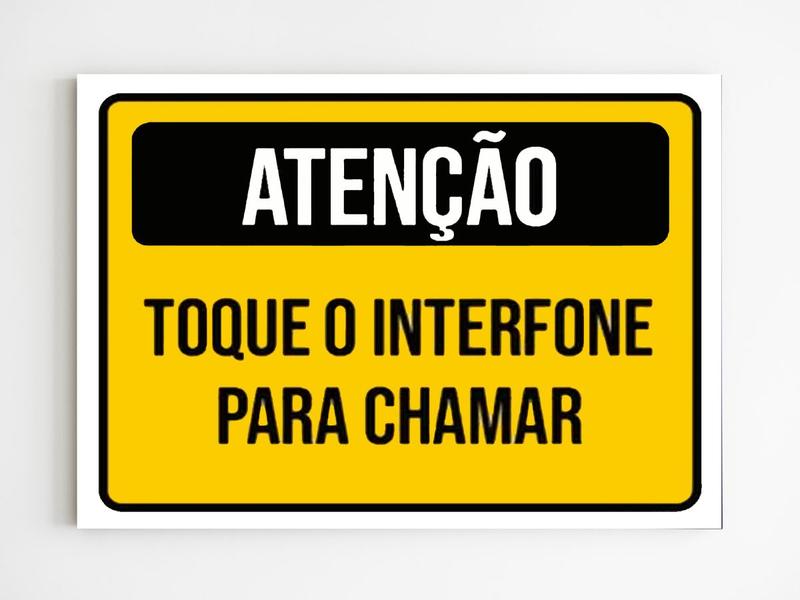 Imagem de Placa de aviso atenção toque o interfone para chamar 20x29