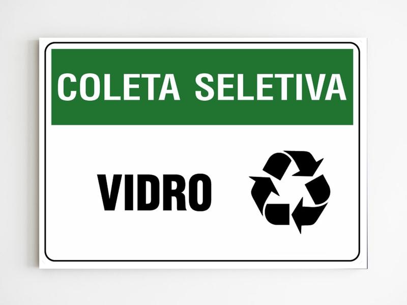 Imagem de Placa de aviso coleta seletiva vidro mdf 20x29 reclicagem