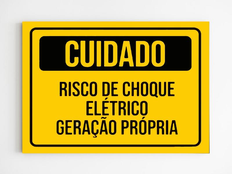 Imagem de Placa de aviso cuidado choque elétrico geração própria 20x29