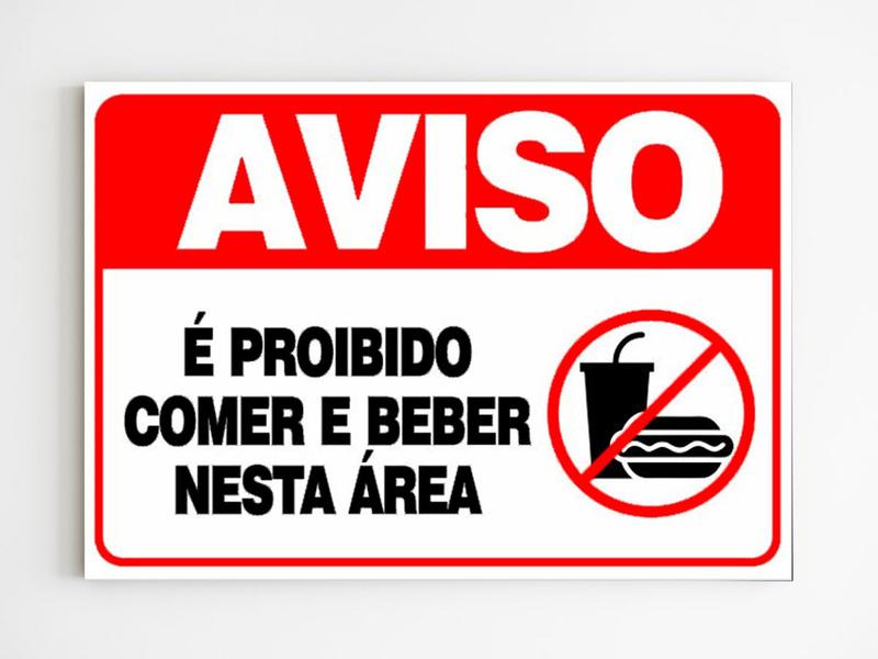 Imagem de Placa de aviso é proibido comer e beber nesta área mdf a4