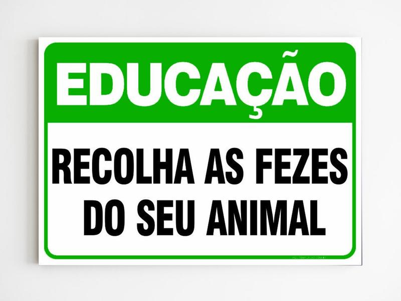 Imagem de Placa de aviso educação recolha as fezes do seu animal mdf