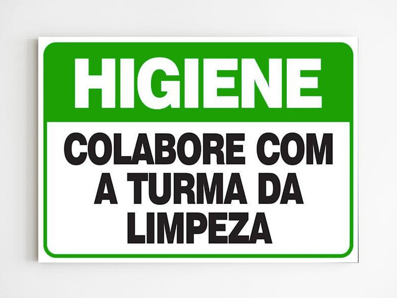 Imagem de Placa de aviso higiene colabore com a turma da limpeza mdf