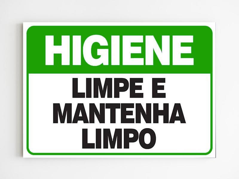 Imagem de Placa de aviso higiene limpe e mantenha limpo mdf 20x29 a4