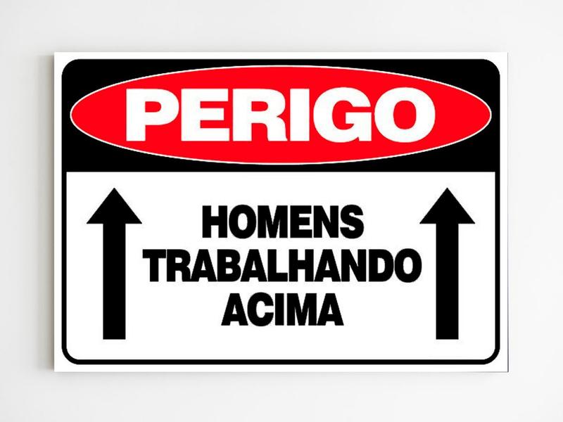 Imagem de Placa de aviso homens trabalhando acima mdf 20x29 a4 obra