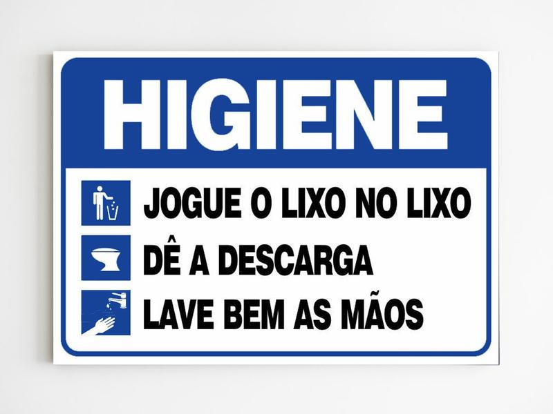 Imagem de Placa de aviso jogue lixo no lixo de descarga lave as mãos