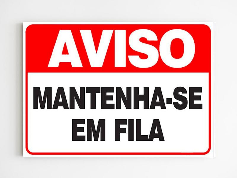 Imagem de Placa de aviso mantenha-se em fila sinalização 20x29 a4