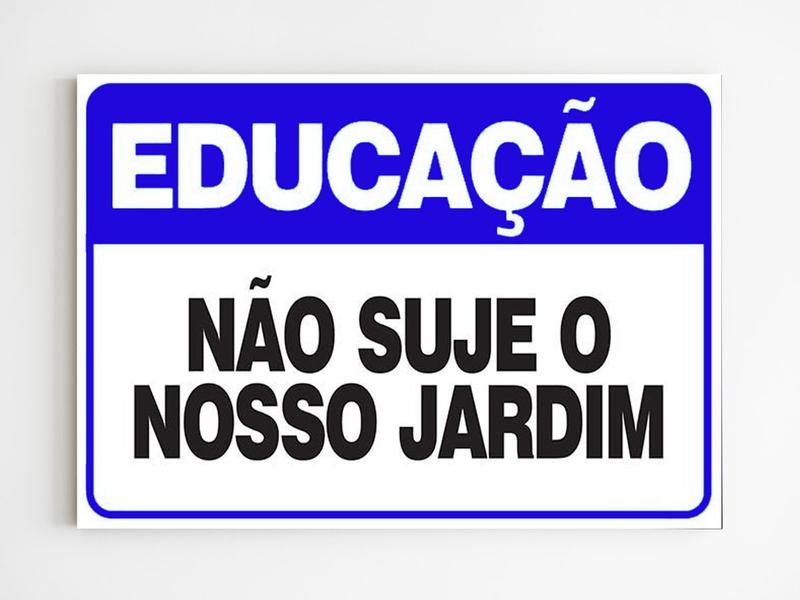 Imagem de Placa de aviso não suje nosso jardim educação sinalização