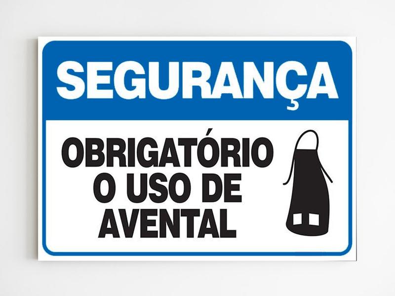 Imagem de Placa de aviso obrigatório uso de avental mdf 20x29 a4