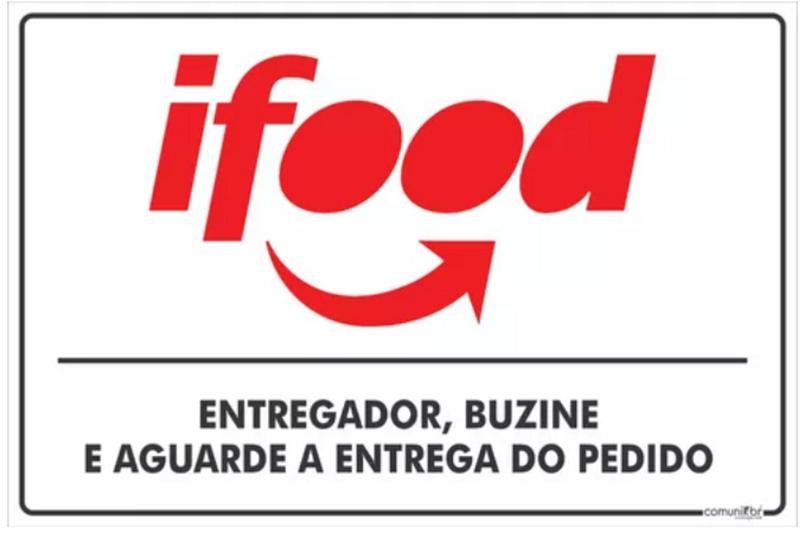 Imagem de Placa de Aviso Para Entregadores Delivery Ifood em PVC 20x20cm