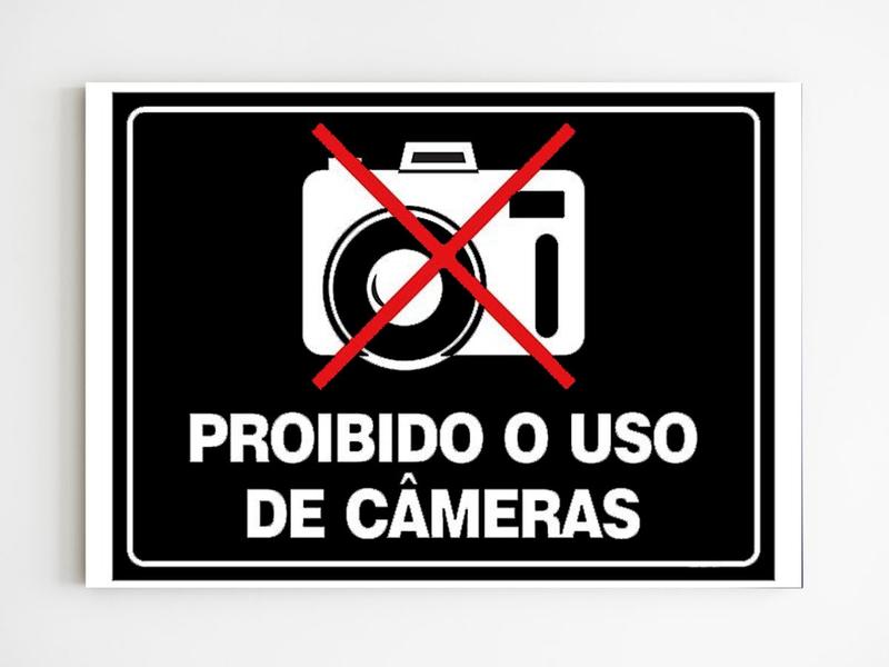 Imagem de Placa de aviso proibido uso de câmeras fotografar mdf 20x29