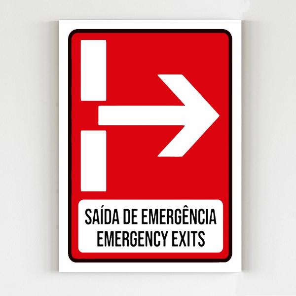 Imagem de Placa de aviso saída de emergência emergency exits mdf 20X29