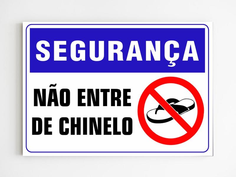 Imagem de Placa de aviso segurança não entre de chinelo mdf 20x29 a4